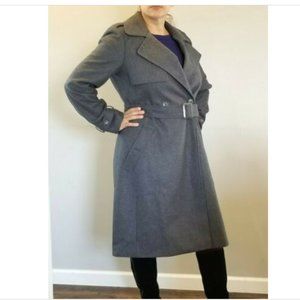 DKNY Belted Wool Trench Coat Double Breasted